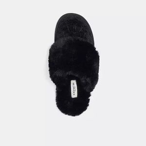 Coach Black Fur Slippers